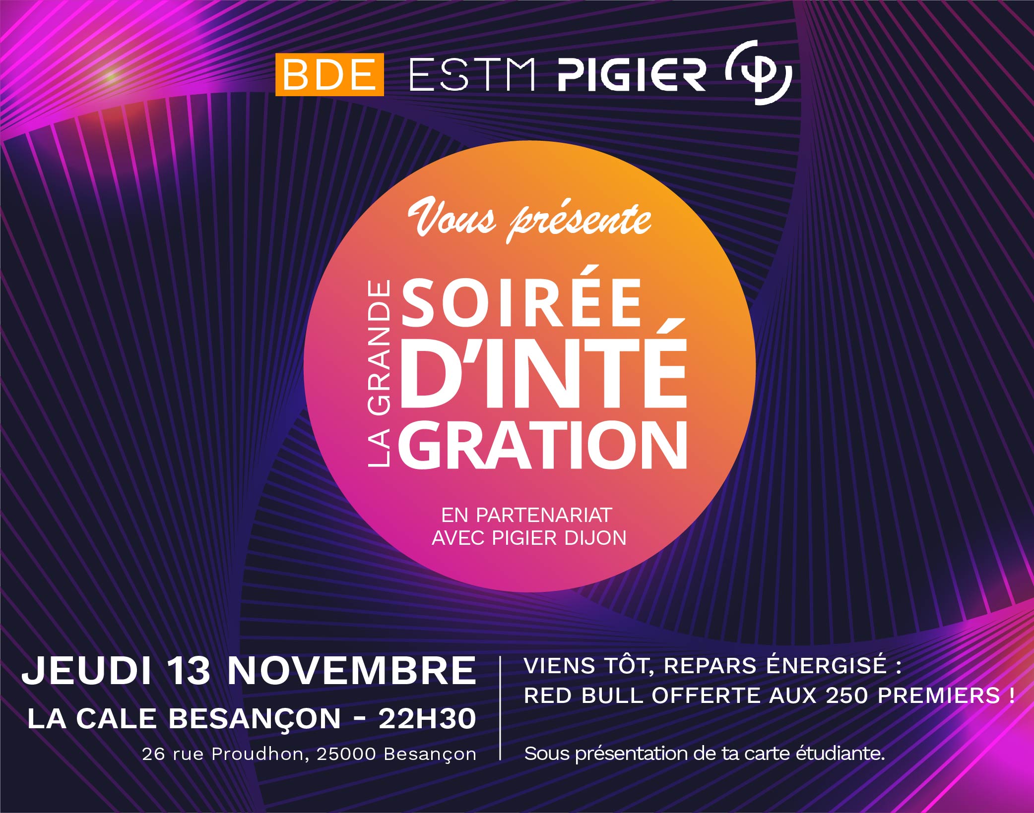 Événement Soirée d’intégration : le BDE ESTM Pigier lance l’année